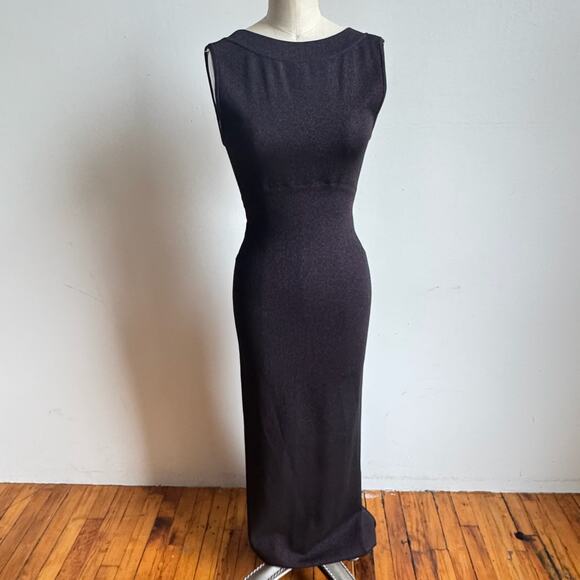 ALAÏA Shimmery Purple/Black Stretch Maxi Dress - Picture 4 of 13